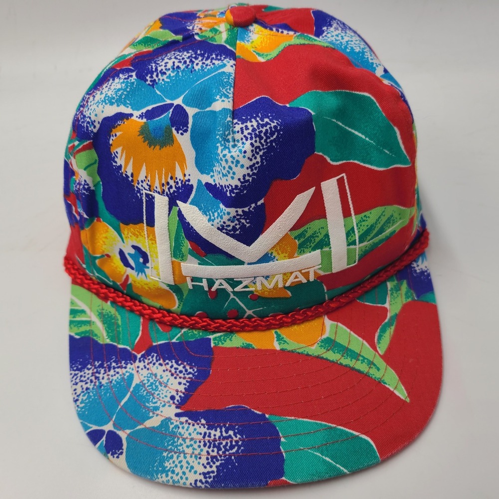 Vintage Floral Hat Snapback Nissin Red Blue Rope Hazmat All Over Print Tropical